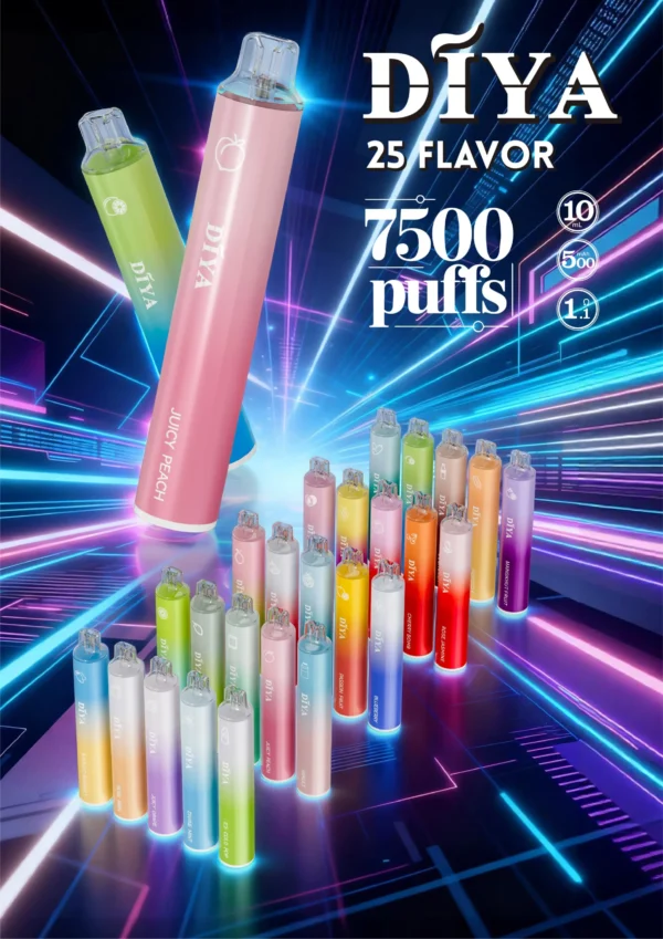 DIYA叮啞 7500口拋棄式｜10ml大油量防漏，500mAh，台灣現貨正品安全超取